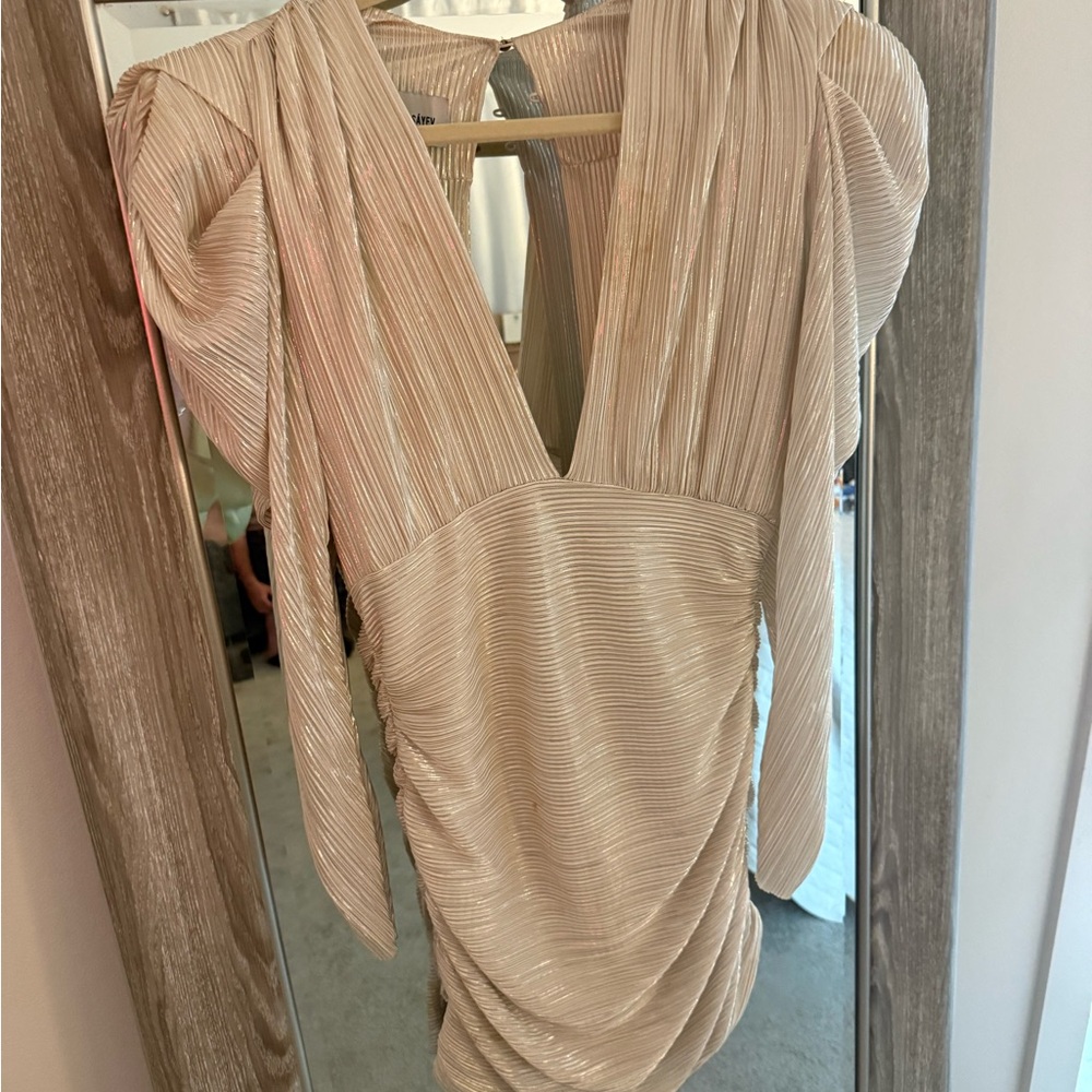 Sabina Musayev Shimmery Pleated Dress